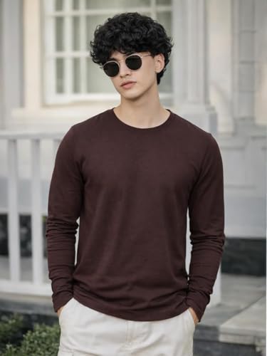Image of Men's Regular Fit Plain Full Sleeve T- Shirt, Spun Cotton Fabric, Soft and Comfortable Casual Everyday Wear (Pack of 3) (Size Range S to 2XL)