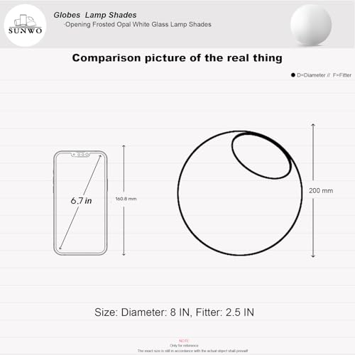 Image of Lighting Fixture Replacement Globes Neckless Top Opening Frosted Opal White Glass Lamp Shades Diameter 8 inch Fitter 2.24 inch Multiple Specifications