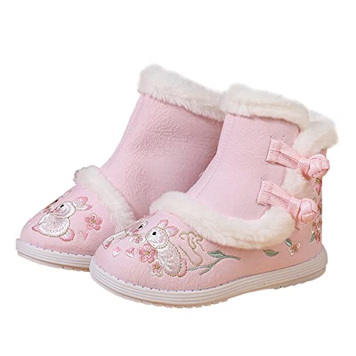 Short Boots For Toddler Gilrs Cloth Shoes Rubber Sole Warm Winter Snow Boots Embroidery Print Size 8 Toddler Girl Boots3