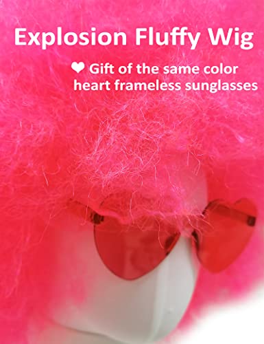 Image of LIULIUBTY Short Bob Hair Wigs Straight with Flat Bangs Synthetic Colorful Cosplay Daily Party Neon Wig for Women + Free Wig Cap 12 inch Natural As Real (Afro, Hot Pink)