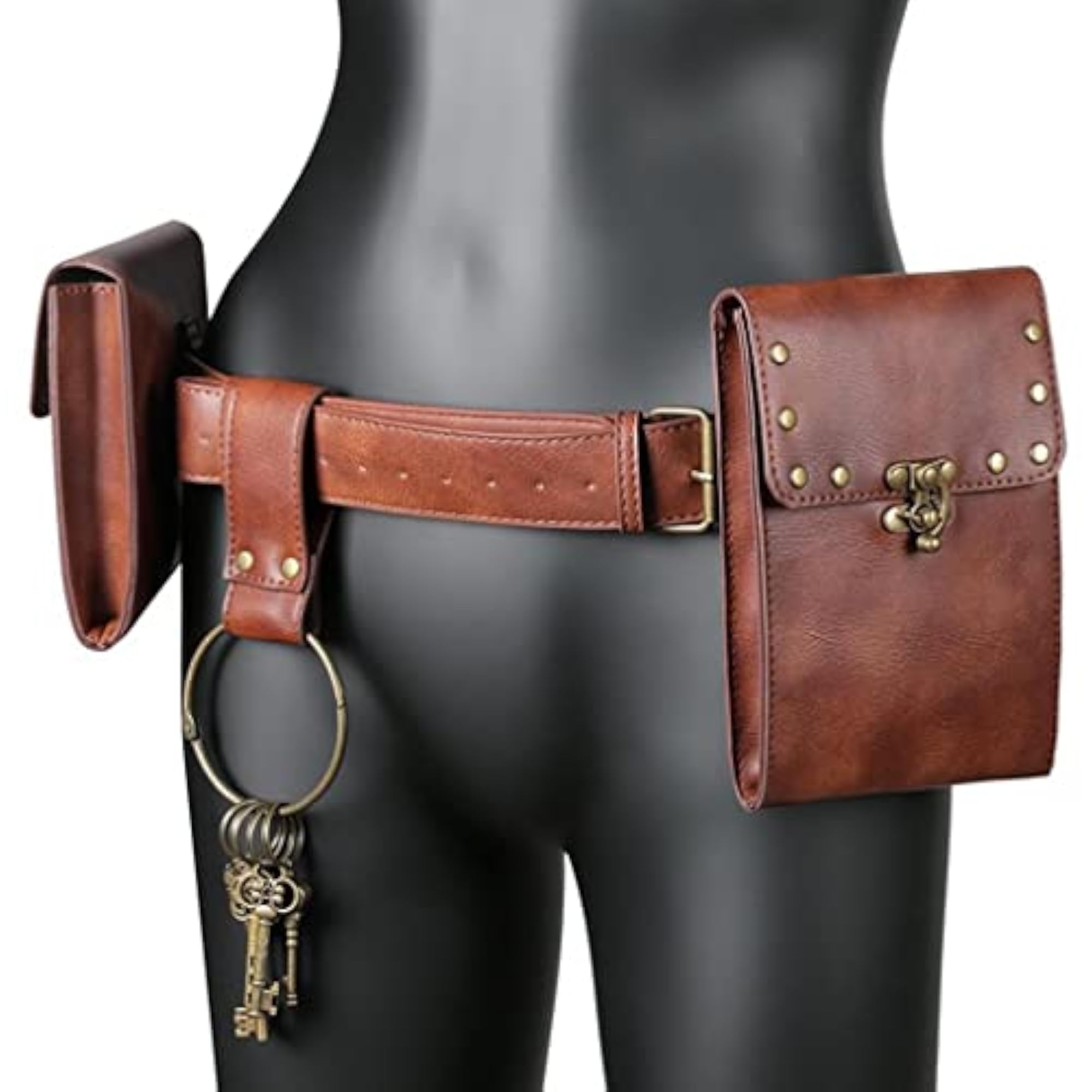 Punk Multi-Purpose Hip Belt Waist Wallet, Brown