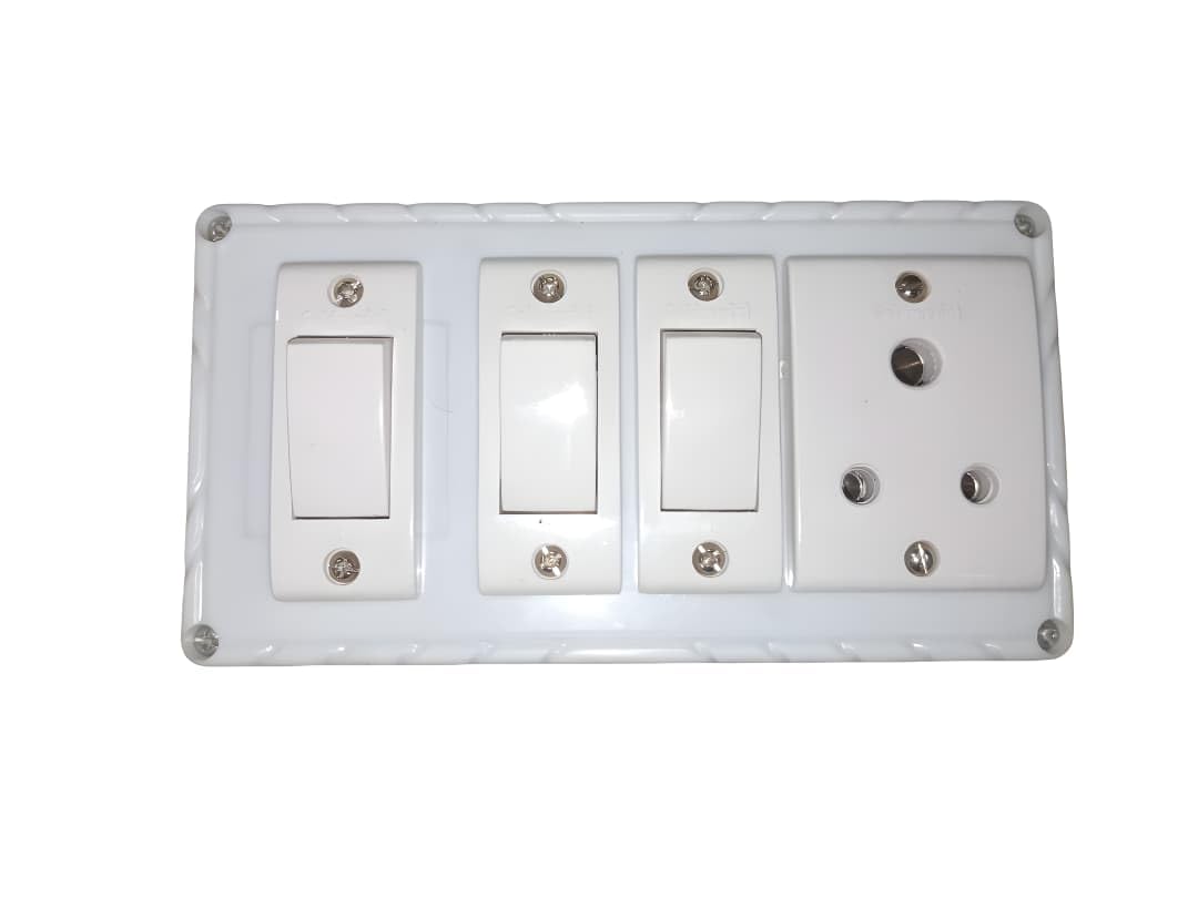 GM Electric Wall Board with 3 Switches and 1 Socket, White, Copper Wiring, Heavy-Duty Internal Layout, High-Grade Copper Conductors-image-45