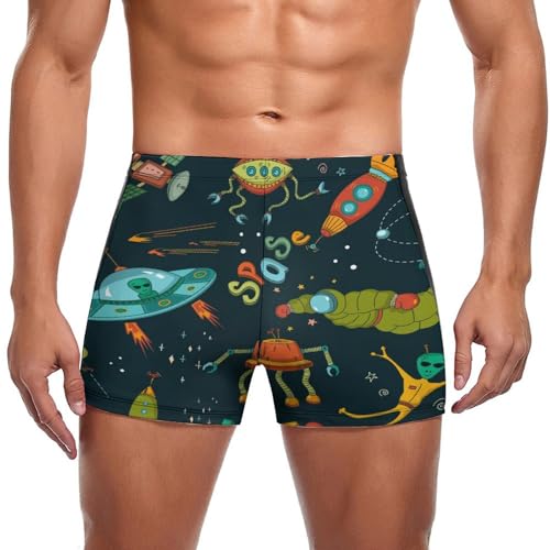 Maillot de bain homme fusée de l'espace boxer de natation imprimé