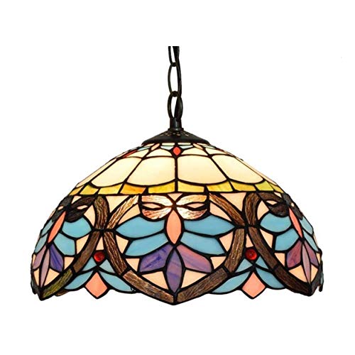 uhyOHF Hanging Pendant Light Chandeliers Ceiling Lights Tiffany Style Pendant Lights Baroque Design Stained Glass Ceiling Hanging Lamp for Bedroom Living Room Island Cafe Bar,