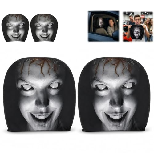 Image of PANCA Ghost Face Car Headrest Covers 2 Pack, Stretch Fit Halloween Decor
