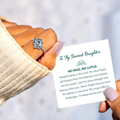 STORYJEWELLERY To My Daughter Lotus Ring, Lotus Flower Ring for Daughter, Empowering Ring for Daughter, Daughter Gift from Mom, Gifts for Daughter, Mother Daughter Jewelry4