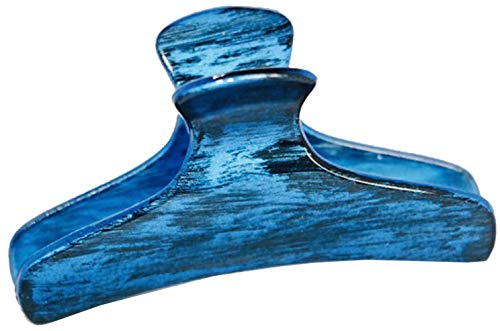 Parcelona French Flat Deep Blue Medium 3 1/4 inch Celluloid Salon Style Covered Spring Jaw Hair Claw Clip Clamp Clutcher