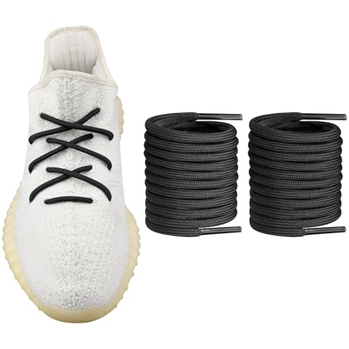Endoto Round Shoe Laces for Adidas Yeezy 350 Sneaker, 5MM Replacement Shoelaces Strings for Boost Shoes(Color:Black,Size:47Inch)