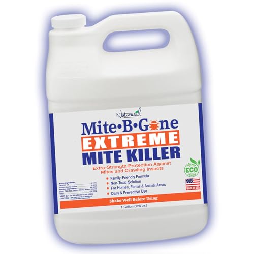 Mite-B-Gone Extreme Mite Killer Spray 1 Gallon (128 oz) | Extra-Strength Plant-Based Formula | Safe for Homes Pets & Livestock Areas | for Coops Barns Bedding & Carpets