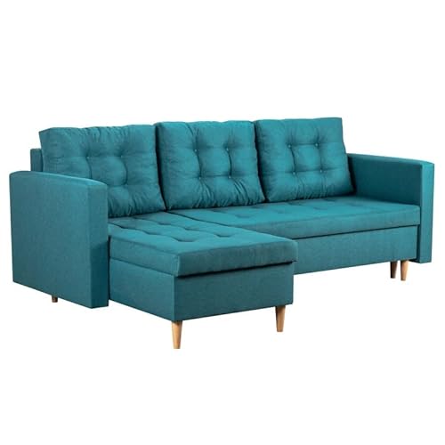 bonni Ecksofa Oslo mit Schlaffunktion, Eckcouch, Schlafsofa, L-Form Sofa, Polsterecke mit Bettkasten, Klappsofa, Schlafcouch, Bettsofa, Couchgarnitur, Sofagarnitur (türkis)