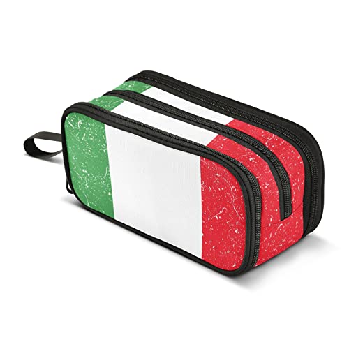 CHIFIGNO Trousse à crayons de style grunge avec drapeau italien - Grande capacité - Pour le bureau, l'école - Pour adolescents, garçons, filles, adultes, étudiants