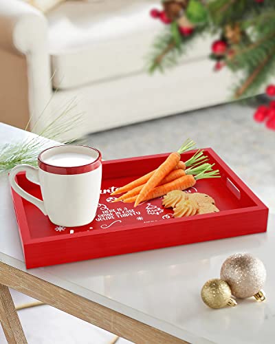Cookies For Santa Tray Christmas Wooden Serving Tray With Handles 14’’ X 9’’ Decorative Treat Tray For Christmas Eve Xmas Holiday Home Decorations #TOP4