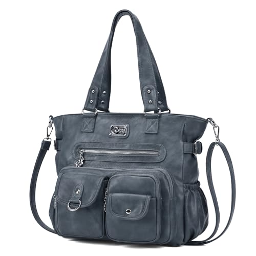 KL928 Large Purses for Women Shoulder Bag Tote Handbags Stylish Vegan Leather Hobo Bags Ladies, A-Black-4 01-charcoal Gray