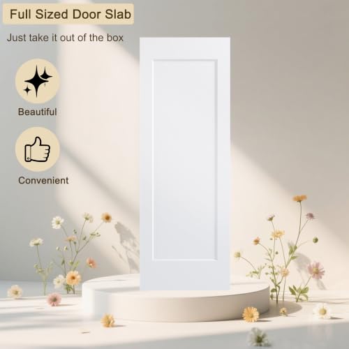 Image of BARNSMITH 30x84 in 1-Panel White Primed Molded Door Slab, Shaker Style Paintable Hollow Core Interior Door Panel, for Pocket, Swing, Sliding Door, Durable and Lightweight, No Assembly Required