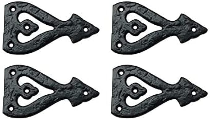 Adonai Hardware "Alleluia" Antique Aluminium False or Faux or Dummy Hinges Front (4 Inch X 4 Pack, Matte Black) for Barn Doors, Gates, Cabinets, Sheds, Windows, Wooden Box, Chest and Trunks