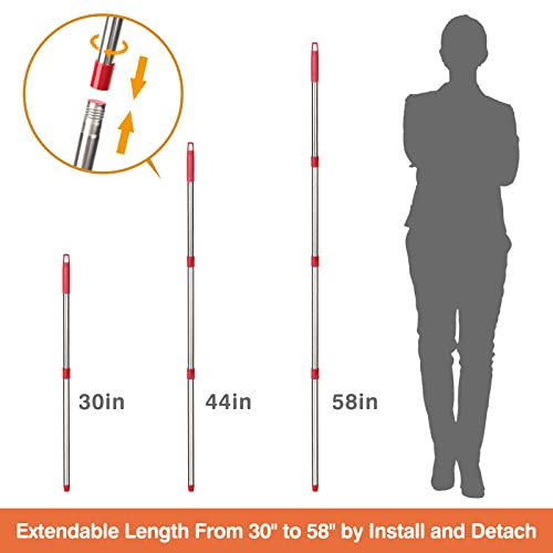 Spin Mop Replacement Head Base Handle Set Compatible With O Cedar Easywring Rinseclean, 4 Microfiber Mop Refills, 1 Mop Base And 58” Mop Handle, Spin Mop Head Replacement Parts For 2 Tank System #TOP6