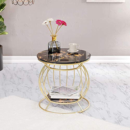 Table d'appoint en marbre chic bout de canapé rond ø50cm salon