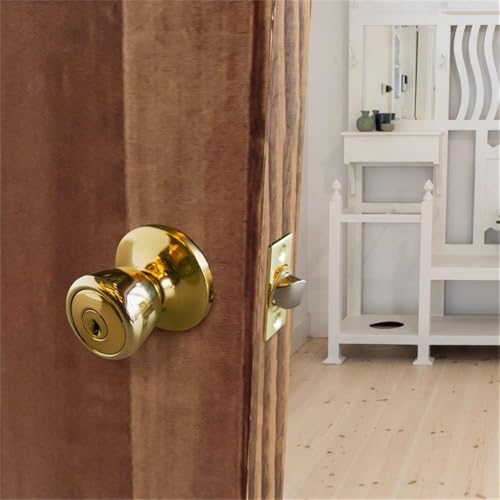 Design House Terrace Keyed Entry Door Knob, Polished Brass, 6-Way Universal, 728295 by Design House - Image 5