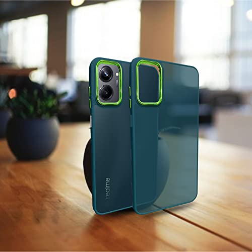 Image of A rtistque Frosted Translucent Back Cover Case for Realme 10 Pro 5G | Electroplated Chrome Ring | Raised Camera Edges for Protection | Smooth Sides TPU - Green