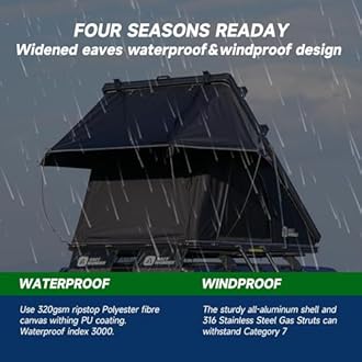 Rooftop Tent Hard Shell,Solar Panel Roof top Tent Hardshell, pop up Rooftop Camping for Jeep Truck Car SUV Van Wrangler.