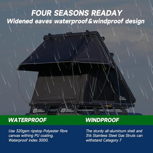 Rooftop Tent Hard Shell,Solar Panel Roof top Tent Hardshell, pop up Rooftop Camping for Jeep Truck Car SUV Van Wrangler.