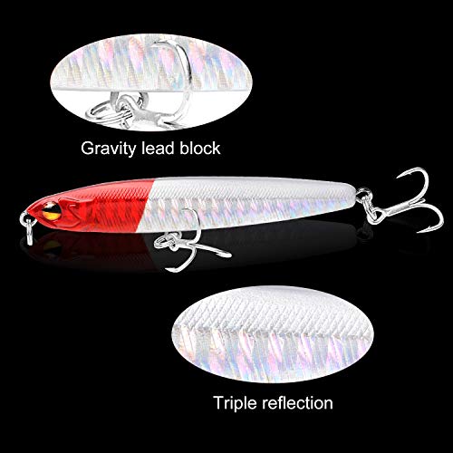 Fishing Lures Fishing Pencil Lure Slow Sinking Hard Bait Pencil Popper Lifelike Bass Fishing Lure For Saltwater And Freshwater,8Pcs #TOP3