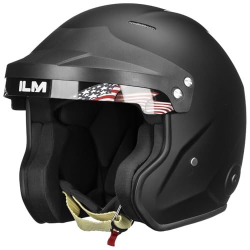 ILM Snell SA2025 Open Face Auto Racing Helmets Lightweight Fiberglass Helmet for Men and Women Model R95(L MatteBlack)