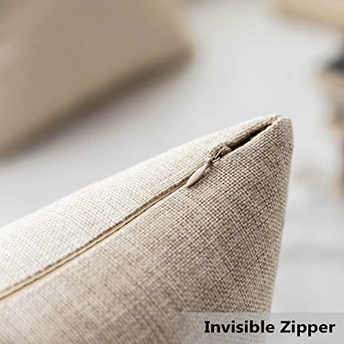 Home Brilliant Burlap Decorative Pillow Covers Throw Pillows For Couch, 22X22 Inch, 55X55 Cm, Light Linen #TOP3