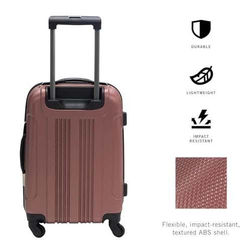 Image of Kenneth Cole REACTION Out of Bounds Lightweight Hardshell 4-Wheel Spinner Luggage, Rose Gold, 20-Inch Carry On
