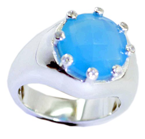 Bague Calcédoine de style antique en argent véritable fait main pour femme