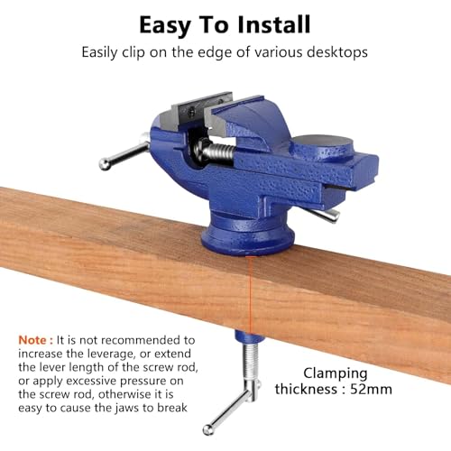 SUNNYNEST Bench Vise 60mm Workbench Table Vice 360° Multi-Angle Swivel Base Clamp Vise Bench Vice Clamp for DIY Clamps Craft Table Tool 5 SUNNYNEST Bench Vise 60mm Workbench Table Vice 360° Multi-Angle Swivel Base Clamp Vise Bench Vice Clamp for DIY Clamps Craft Table Tool - Image 5