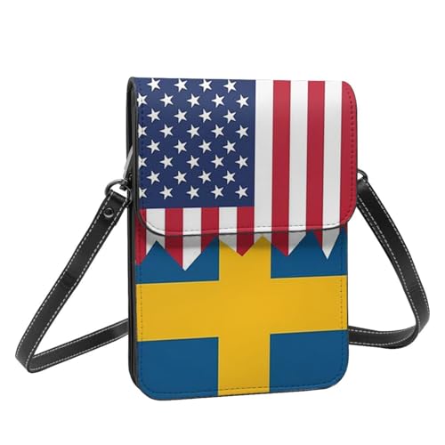 Swedish American Flag Girl'S Phone Purses With Crossbody Strap And Wallet Crossbody Bag For Women 6
