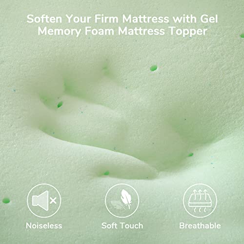 Image of Novilla 3 Inch Memory Foam Mattress Topper Twin Size, Gel Infused Ventilated Design Twin Mattress Topper for Refreshing & Comfort Sleep, Soft Memory Foam Topper Twin, Light Green