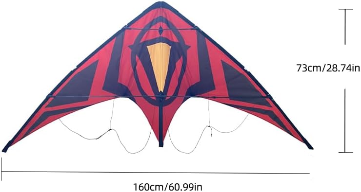 Dual Line Stunt Kite, Red and Black Design, 60.99" Wingspan, Outdoor Sport Flying Kite for Adults, Ripstop Polyester, Easy to Fly for Beach Outdoor Fun, Includes Bag