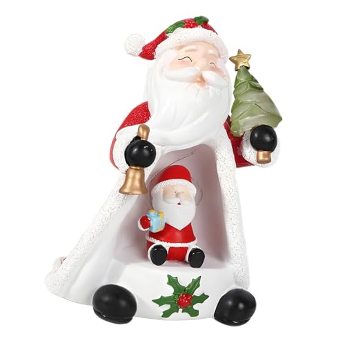 zuousxbs Figurine Résines Père Noël Complexe avec des Arbres Noël LED Chapeau pour Les Festives Décoration À Maison Figurine LED
