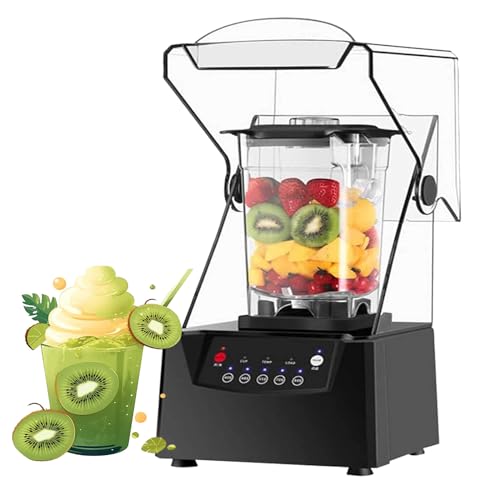 DUXMM Batidora con Tapa insonorizada, licuadora Profesional de encimera, trituradora de Hielo con Cuchilla de 17.000 RPM, Control táctil Inteligente de 5 velocidades, para Batidos, Frutas