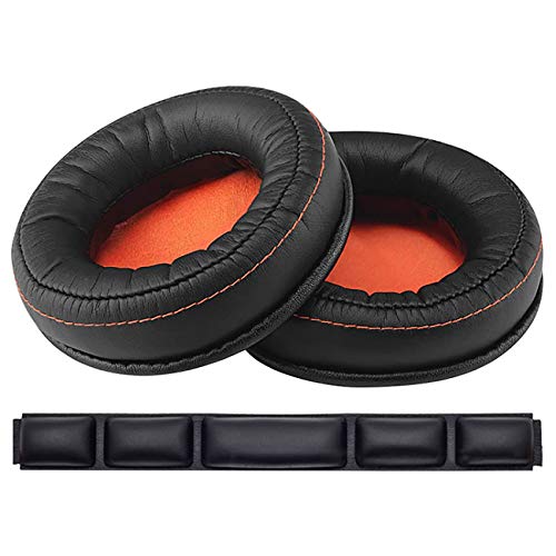 Oriolus Ear Pads Cushions and Headphone Headband Compatible with Gaming Headset SteelSeries Siberia 800 840 Lag-Free Wireless (Black & Orange)