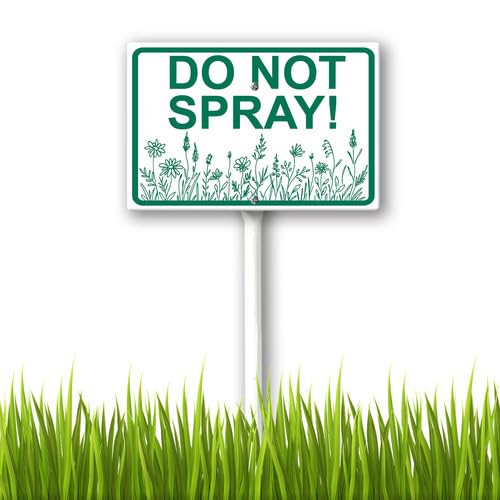 Vdenvileye Do Not Spray Yard Sign with Metal Stakes 20x30cm Heavy Duty Aluminum Yard Signs Weather Resistant Metal Garden Wildflowers Decor for Lawn Backyard Easy to Install