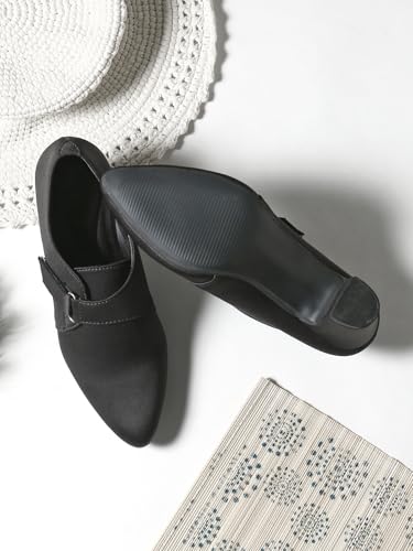 Image of Stylish Comfortable Block Pump Heels Perfect for Winter, Elegant Party Black and Brown Sandals for Womens & Girls