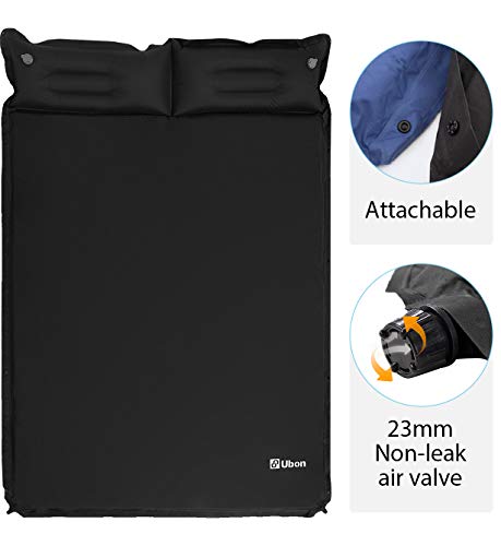 Ubon Double Camping Sleeping Pad Self Inflating Camping Mattress With Pillows 2 Person Camping Bed For Backpacking Black #TOP2