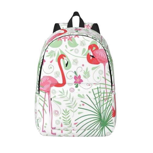 BREAUX Floral Flamingo Botany Canvas Casual Lightweight Duffel Bag, Fashion Duffel Bag, Unisex Travel Backpack