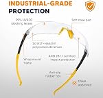 Verres de sécurité transparents 6 Pack, Vêtements protecteurs ANSI Z87.1 Gants de sécurité résistants aux chocs et aux rayures UV Protection des yeux avec des tampons de nez Tip Temples Multicolor, pour Work Construction Lab