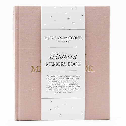 Childhood Memory Book - Elegant Child Memory Book from Pregnancy to Age 18 W/Prompts, Space for Photos & More - Baby Journal (175 Pages, Dusty Rose)