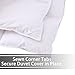 DOWNCOOL 100% Cotton Quilted Down Comforter with Corner Tabs - White Goose Duck Down Feather Filling - Lightweight and Medium Warmth Box Stitched All-Season Duvet Insert - Full/Queen