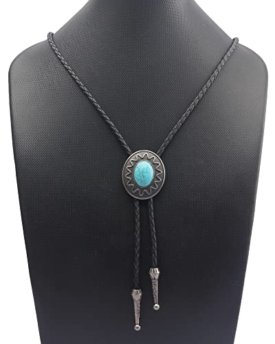 Image of GelConnie Native American Bolo Tie Rodeo Cowboy Leather Necktie Western Necklace Costume Accessories for Men,Women