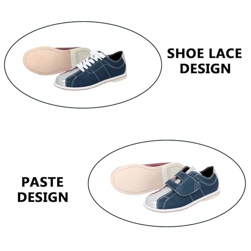 Buhelyc Classic Bowling Shoes Sliding Sole Bowling Training Shoes Men Women Casual Shoes for Beginner (Size:7,Color:Shoe Laces)4
