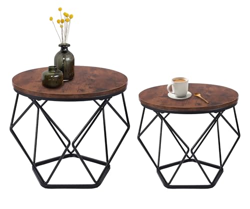 ✔️UNICI: Questo set di 2 tavolini da caffè emana un fascino industrial e costituirà un'aggiunta distintiva all'arredamento della vostra casa. Possono essere utilizzati anche come cestino portaoggetti, portariviste, tavolino da divano, tavolino laterale, ecc.