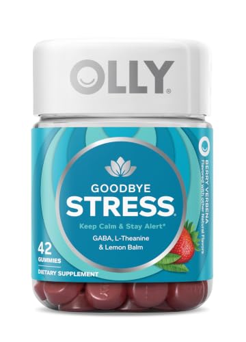 OLLY Goodbye Stress Gummy, GABA, L-Theanine, Lemon Balm, Stress Relief Supplement, Berry - 42 Count