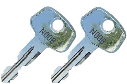 2 Thule N008 Replacement Keys - Roof Racks, Rails, Cargo Box, Carriers, Crossbars, Haulers, Bags (Codes N001-N250 or N001R-N250R) Better Than OEM!
