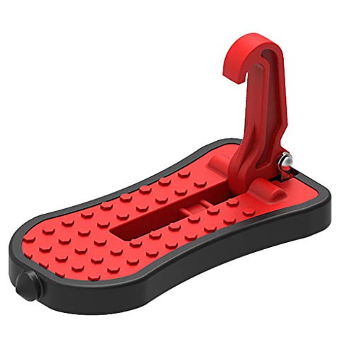 Jinghengrong Car Door Pedal Universal Car Door Lock Mounted Foot Stand Climbing Aluminum Alloy Pedal, Red